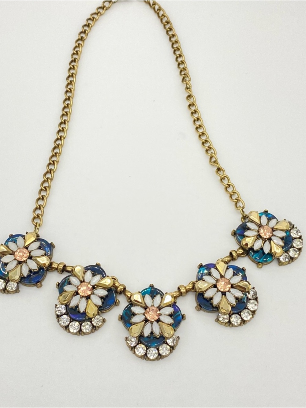 Faux Opal Rhinestone Floral Necklace - Picture 3 of 4